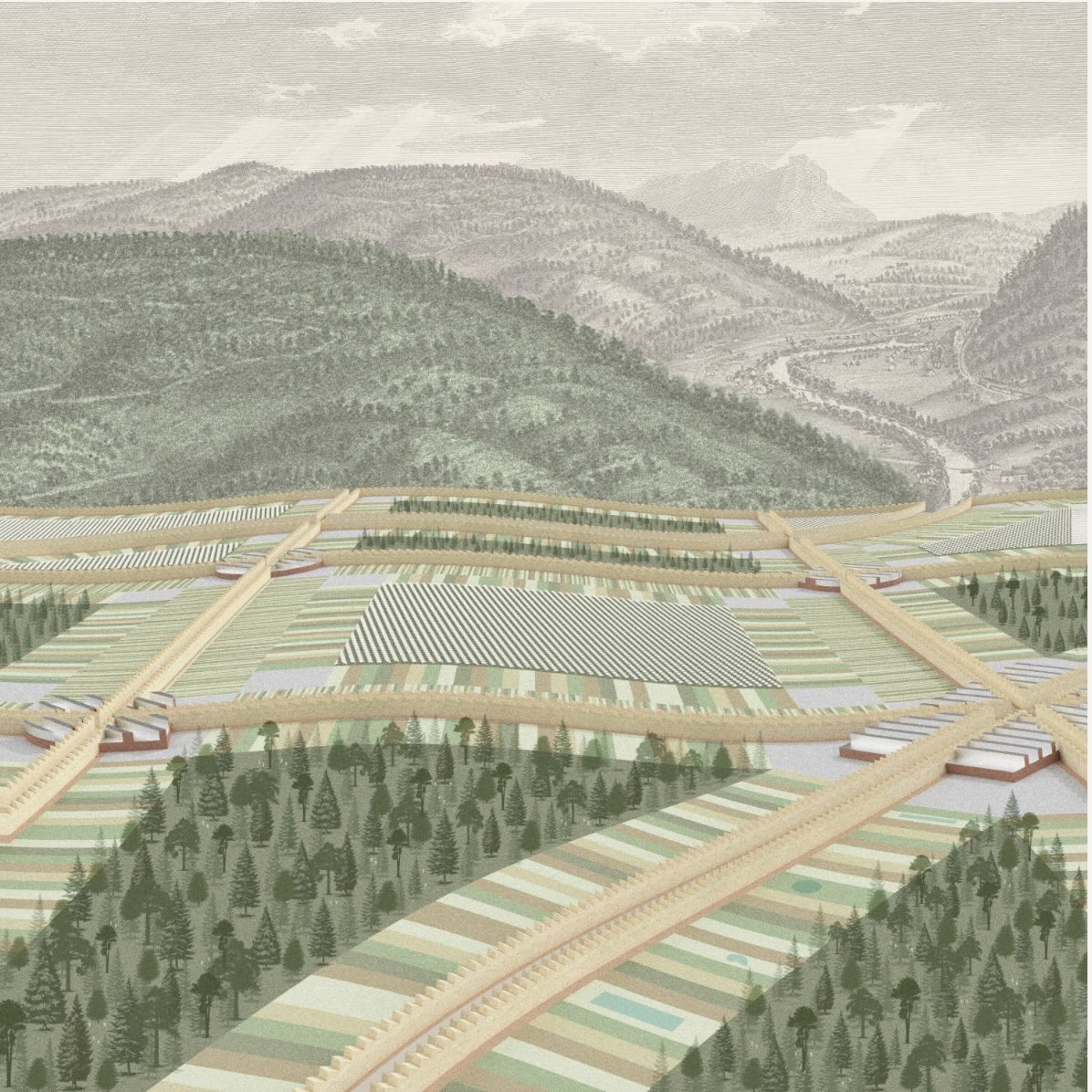drawing of hills and valleys